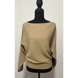 Lauren Ralph Lauren Womens M Tan Ribbed Batwing Dolman Sleeve Sweater Top
